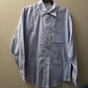 Peter Millar Shirt Mens L Blue Plaid Nanoluxe Easycare Button Down Long Sleeve